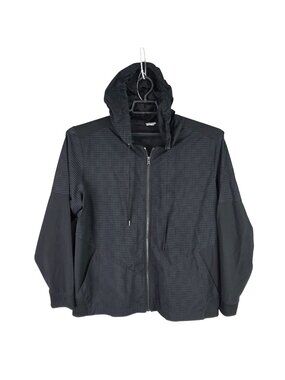 Mens Champion Black Full Zip Perforated Hoodie Jacket Drawstring Size XL